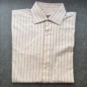 Sean John Pink and White Striped Dress Shirt - 16-1/2  34/35